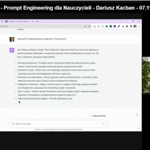 Webinar Prompt Engineering dla nauczycieli. Szkolenie z certyfikatem dla nauczycieli.